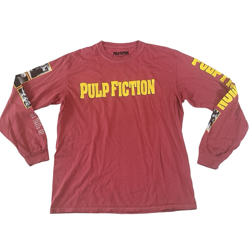 Pulp Fiction Size M Long Sleeve T-Shirt Red Graphic Print Photo 100% Cotton